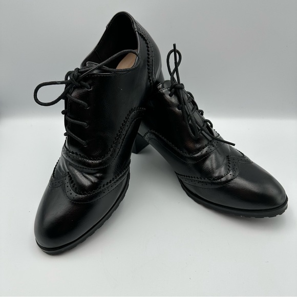 Odema Women’s Black Oxford Heel Wingtip Lace Up Size 10 Preowned EUC - Picture 1 of 10